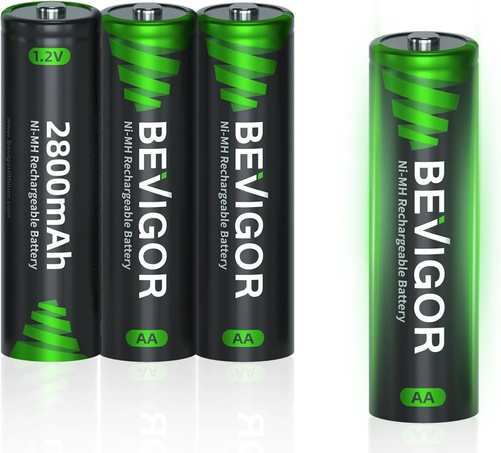 BEVIGOR AA Rechargeable Batteries 2800 mAh High Capacity 1500 Cycle, 1.2V NiMH..