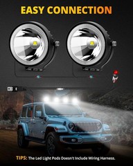 4 Inch Round LED Pod Lights, 60W 6000LM LED Spot Off Road/Driving/Fog Lights for
