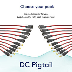 DC Power Pigtail Cable Wire Plug 18AWG 2.1mm x 5.5mm 12V 5A Male & Female Lot