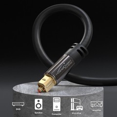 KabelDirekt TOSLINK – Optical Audio Cable – 1.5ft – Fiber Optic 1.5 ft, Black