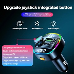 Bluetooth 5.0 Car Wireless FM Transmitter Adapter USB PD Charger AUX Hands LOT