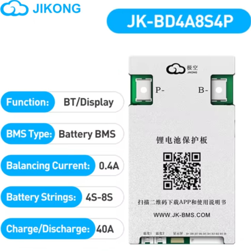 JIKONG 4S-24S 12V-72V 40A-300A Li-ion LiFePo4 LTO BMS W/Active Balance BT/RS485
