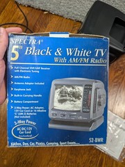 Spectra 5″ Black & White TV with AM/FM Radio Model 52-BWR Black