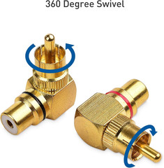 Cable Matters 2-Pack Right Angle RCA Adapter, 90 Degree RCA Adapter