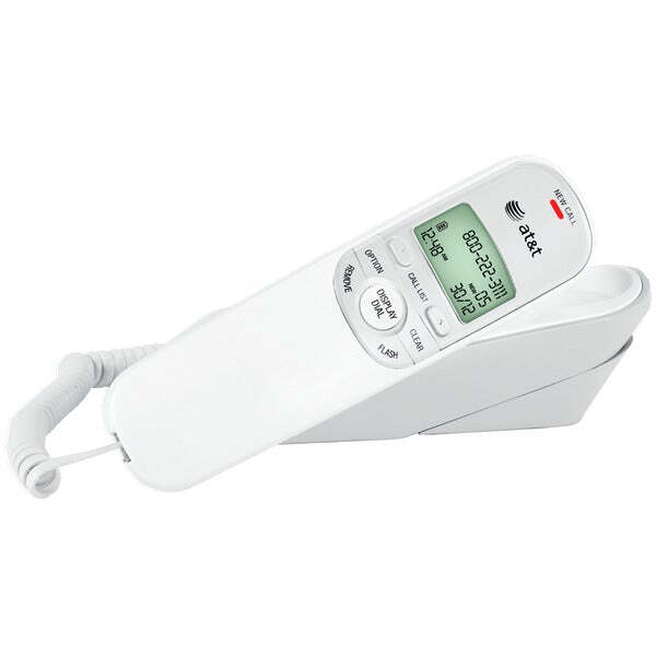 AT&T TR1909W Corded Trimline Phone with Caller ID (White) USED