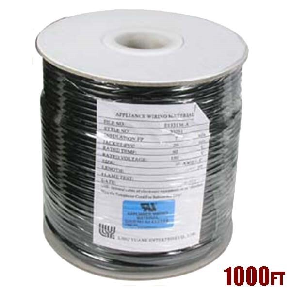 1000FT 4 Conductor 26 Gauge Modular Cable Cord Stranded Wire Bare Copper Black