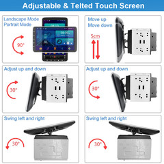 Single 1 DIN Rotatable 10.1” Android 13 Touch Screen Car Stereo Radio GPS Wifi