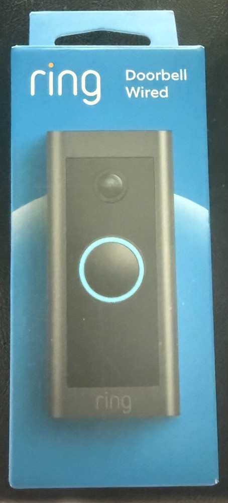 Sealed Ring Wired Doorbell New In Box Black Camera