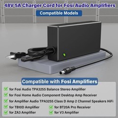 48V 5A Charger Power Cord for Fosi Audio Amplifiers V3 Za3 BT20A Pro TB10D Po…