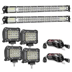 LED Light Bar Kits for Tractor, 2X 32” 300W Slim Spot White 32inch 2pc+72W 4pc