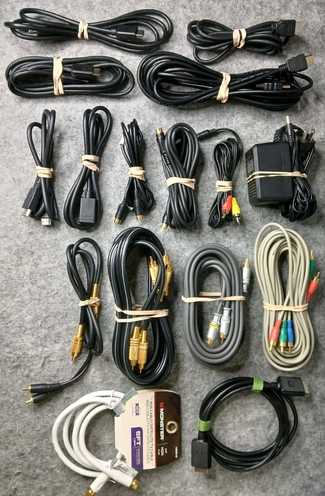 Huge Audio Video Cable Lot HDMI RCA S-Video Power AV Monster Cambridge…