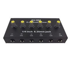 6-way Mono / Stereo 1/4″ 6.35mm TRS Audio Mixer USB Charged Sound Distributor
