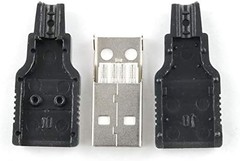 USB 2.0 Connector 10PCS USB 2.0 A Type Male 4-Pin Plugs with Black Plastic Cover
