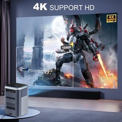 4K Projector With WiFi Bluetooth 5.0 600ANSI 1080P Compatible with iOS/Android