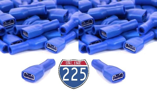 14-12 Gauge BLUE Female Speaker Silver Spade Terminals 20 pieces