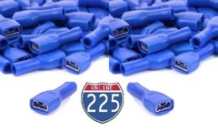 14-12 Gauge BLUE Female Speaker Silver Spade Terminals 20 pieces