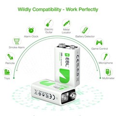EBL 9V Rechargeable Ni-MH Battery 150mAh,9-Volt Lot