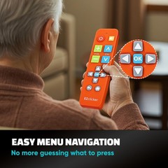 EZclicker Big Button Universal TV Remote (Orange) Simple Easy to Use, Orange