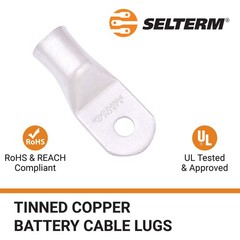 5pcs 4/0 AWG 5/16″ Stud Tinned Copper Wire Lugs, Battery Lugs, Ring Terminals…