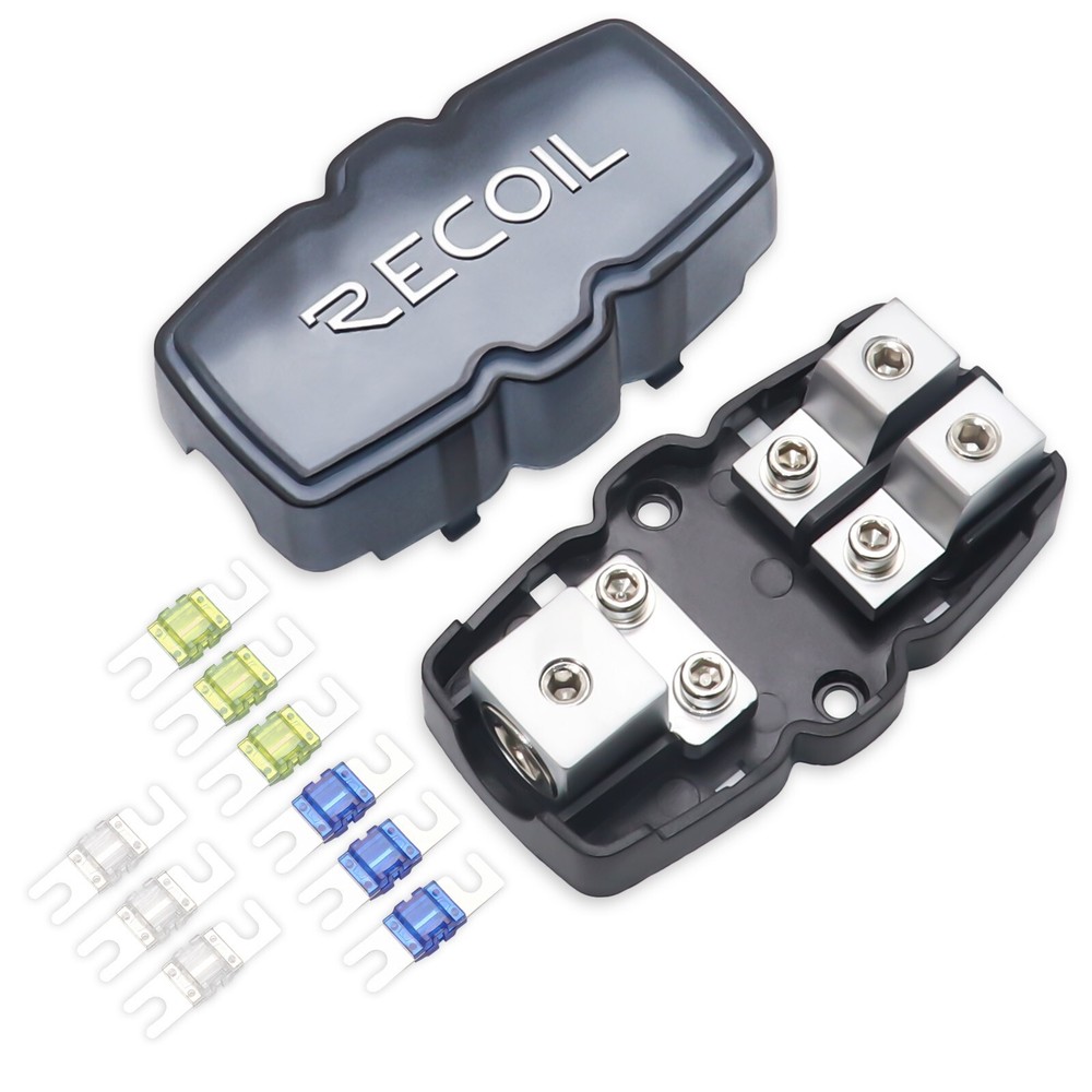 Recoil MFH12 2 Way Mini-ANL Fused Distribution Block, Solid Brass