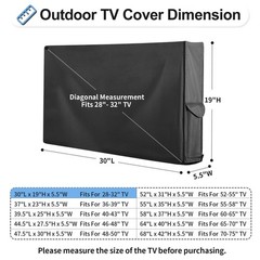 Outdoor TV Cover 28-32in Waterproof UV Resistant Screen Protector