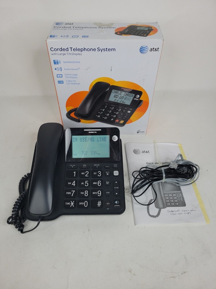 AT&T CL2940 Black Corded Telephone Desk or Wall W/manual Tested Working