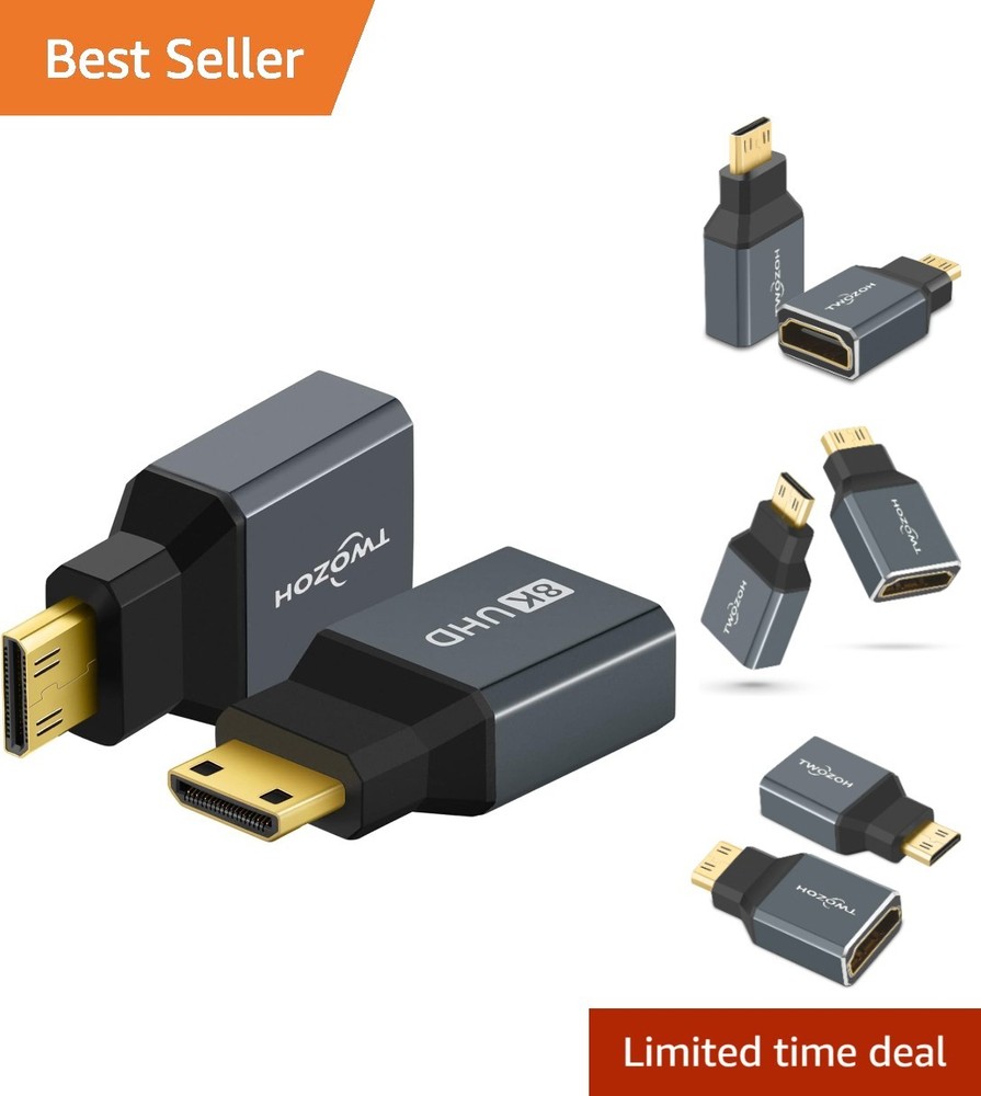 8K Mini HDMI Adapter 2-Pack, 2.1 Mini HDMI Male to Standard HDMI Female Adapt…