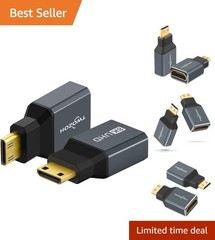 8K Mini HDMI Adapter 2-Pack, 2.1 Mini HDMI Male to Standard HDMI Female Adapt…