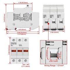 RT1832X 32A AC690V Cylindrical Fuse Holder Base DIN Rail Mounting CE 3P