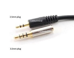 Gold-Plated 2.5mm TRRS Stereo Female to 3.5mm TRRS Stereo Plug Converter Adapter