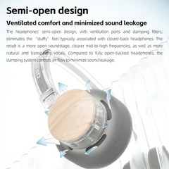 FiiO EH11 Lightweight Over-Ear Bluetooth Headphones, LDAC (Transparent Black)