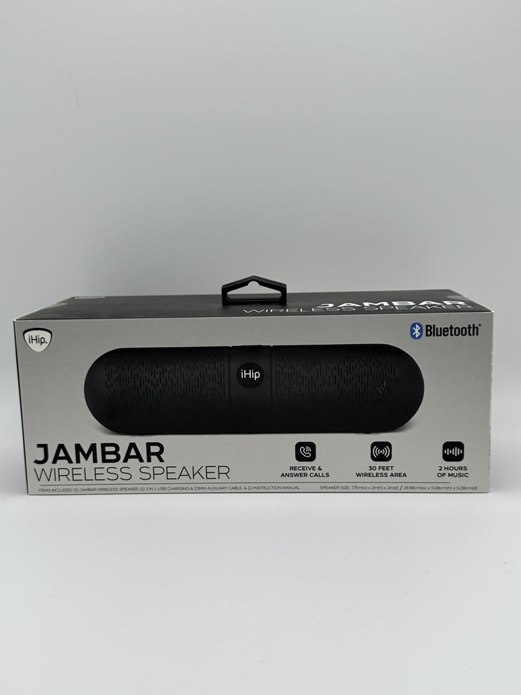 Jambar Wireless Speaker Bluetooth, Black 30ft Wireless Area 2 Hours Small Black