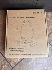 SIMOLIO 2.4GHz Wireless TV Headset Digital/Analog for Hearing Impaired SM-823