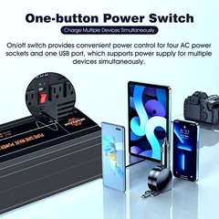 12000W Car Power Inverter DC 12V To AC 110V Sine Wave RV Boat Converter LCD
