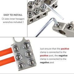 Battery Terminal Clamps 1/0 2 4 8 AWG Gauge 12-Way Connectors Positive Negative