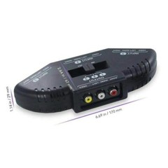 AV Composite RCA Selector Box Switch Splitter w/ Cable Cord Plug Fosmon 3 Port