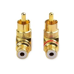 2 Pack Right Angle RCA Adapter 90 Degree Gold Plated Audio Video Connector Decor
