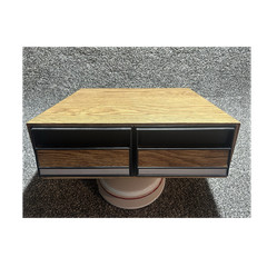 Woodgrain VHS movie tape Storage Box Cabinet w/ 2 Pull-Out Drawers, Brown/Black