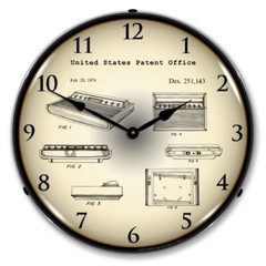 Atari 2600 Video Game Console 1979 Patent, Lighted Backlit LED Wall Clock