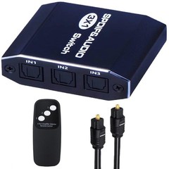 3×1 Aluminum Spdif Toslink Optical Digital Audio Splitter Remote Switch Hub a