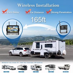 1080P Wireless RV Backup Camera 7″ DVR Quad Split Monitor for Truck Trailer Van