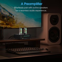 HIFI Vacuum Tube Preamp with Magic 6E2 Stereo Headphone Amp FM Radio Home Clock