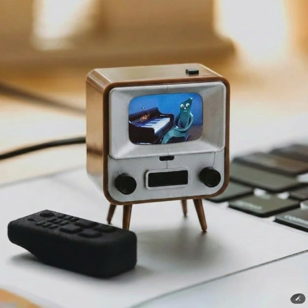 Tinytv 2 Mini Retro TV – 1.14″ Screen, Preloaded & Upload Videos, USB-C Recharge