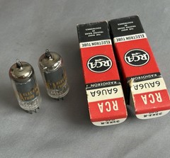 Pair RCA 6AU6A tubes, black plates, new old stock matched date codes MT = 1962