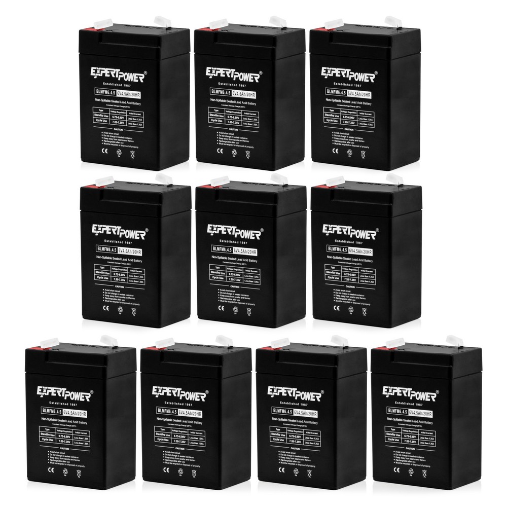 10 Pack – ExpertPower 6 Volts 4.5 Ah AGM SLA Rechargeable Batteries