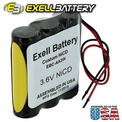 Exell 3.6V Custom NiCd 1000mAh Battery Pack w/ 5″ AWG Bare Wire Leads
