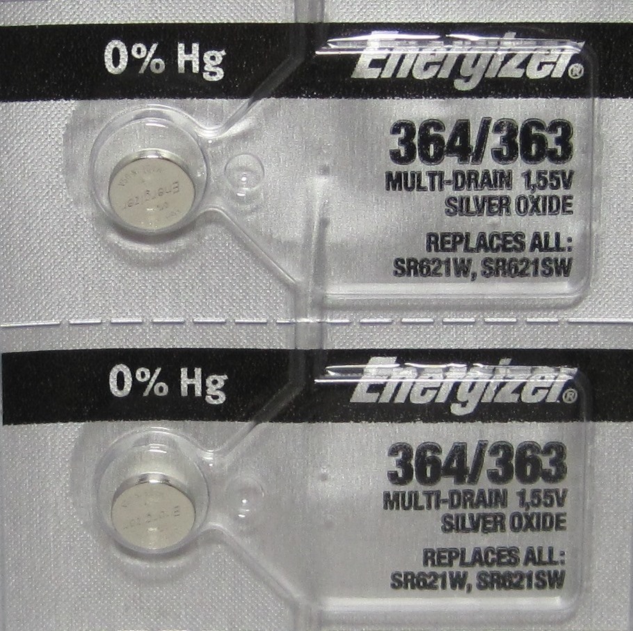 ENERGIZER 364 363 SR621W SR621SW WATCH BATTERY NEW x 2