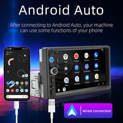 7″ Single DIN Car Stereo Radio With Wired Android Auto Carplay GPS +Back up Cam