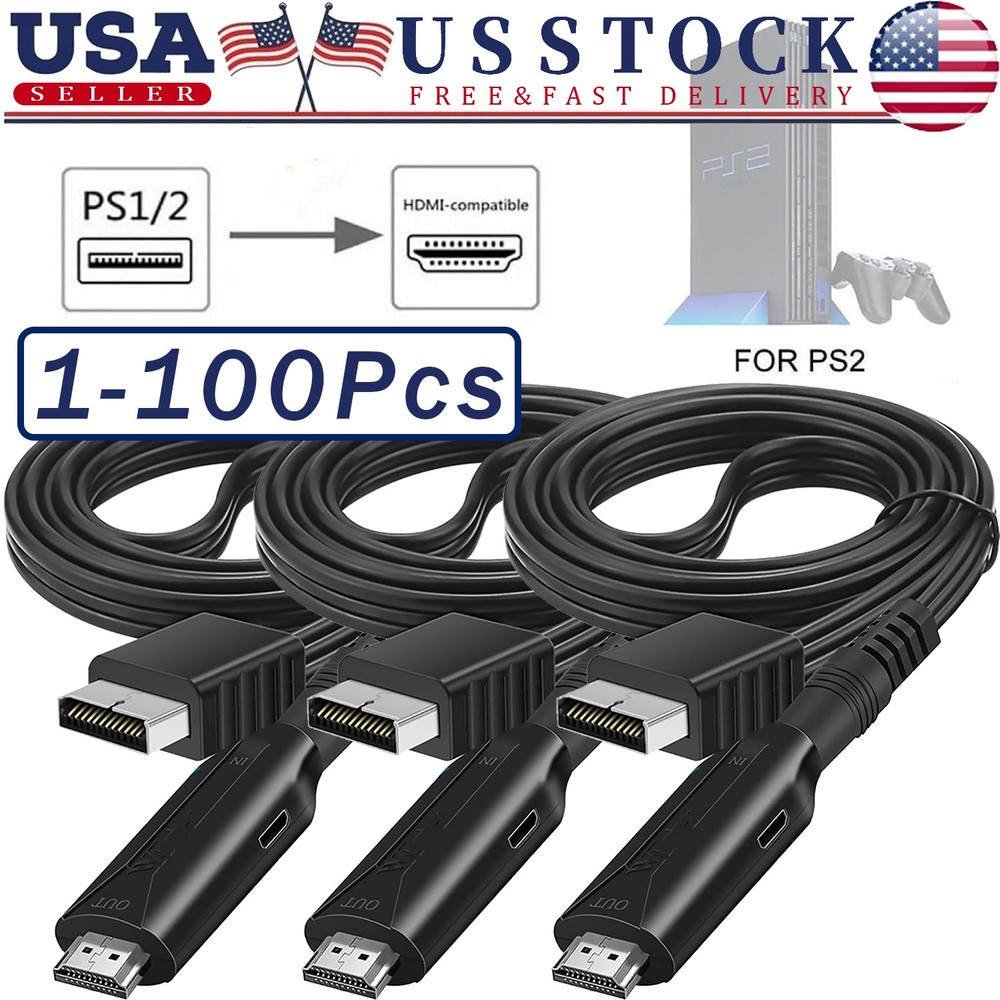 For Sony PS1 PS2 to HDMI Adapter Cable Game Console Audio Video Converter Lot