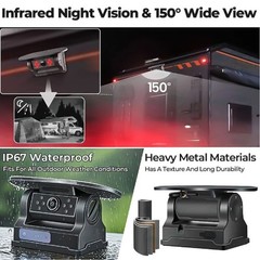 Solar Magnetic Wireless RV Backup Camera 1080P 7” Monitor for Car Truck Camper